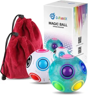 Rynx | Set with 2 Rainbow Puzzle Ball Cube Magic Rainbow Ball Puzzle Bundle Stress Fidget Ball Brain Teaser