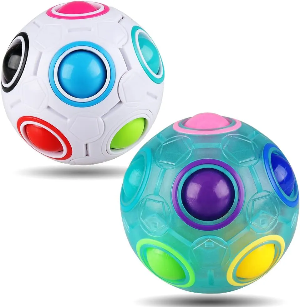 Rynx | Set with 2 Rainbow Puzzle Ball Cube Magic Rainbow Ball Puzzle Bundle Stress Fidget Ball Brain Teaser