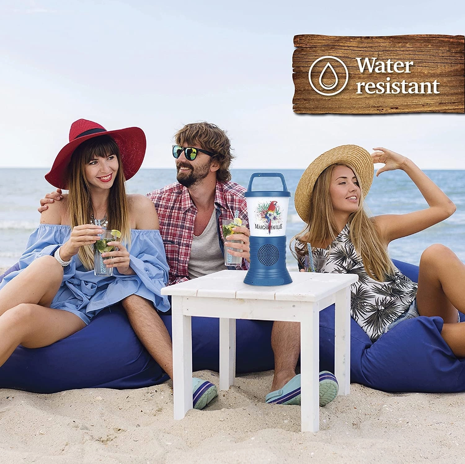 Rynx | Margaritaville Light The Way Lantern Wireless Speaker with 3 Multicolored LED Light Modes, Waterproof Bluetooth Speaker, 5 Hours of Playtime, Table Lamp Outdoor Speaker with True Wireless Pairing