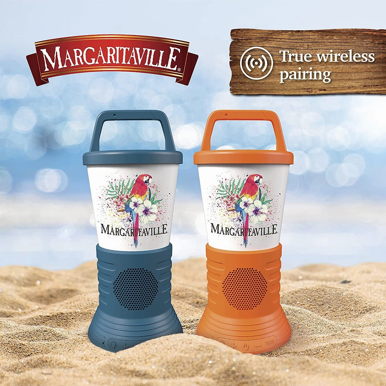 Rynx | Margaritaville Light The Way Lantern Wireless Speaker with 3 Multicolored LED Light Modes, Waterproof Bluetooth Speaker, 5 Hours of Playtime, Table Lamp Outdoor Speaker with True Wireless Pairing