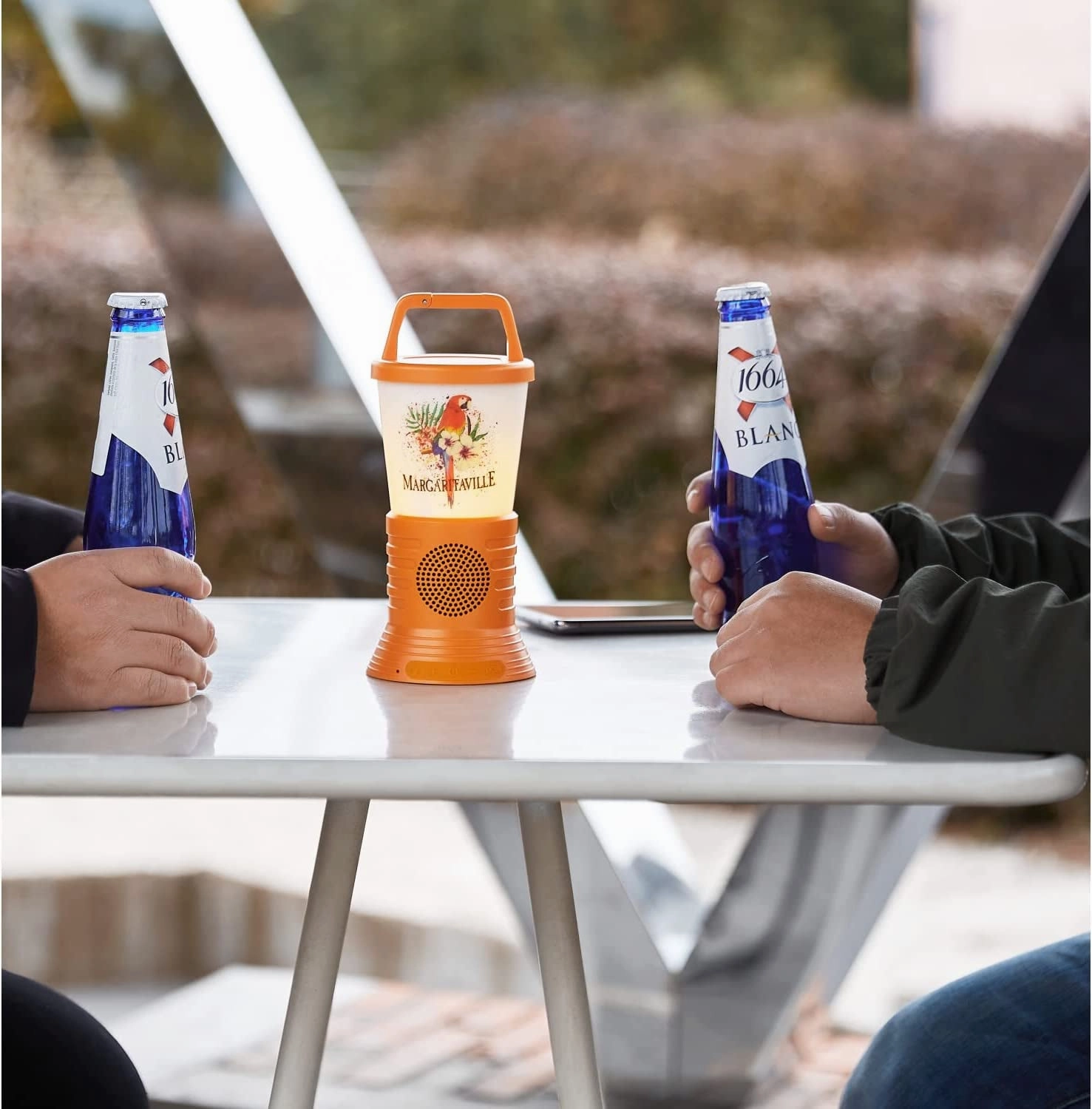 Rynx | Margaritaville Light The Way Lantern Wireless Speaker with 3 Multicolored LED Light Modes, Waterproof Bluetooth Speaker, 5 Hours of Playtime, Table Lamp Outdoor Speaker with True Wireless Pairing