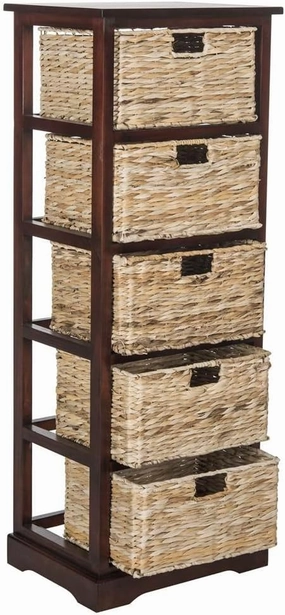 SAFAVIEH Home Collection Vedette Cherry 5-Drawer Wicker Basket Storage Tower (Fully Assembled)