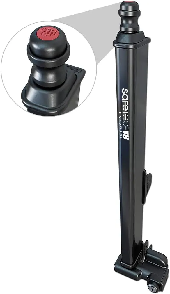 Safetech Hardware 22-inch Push Lock Magnetic Top Pull Pool Gate Latch - Key Lockable | Pool Gate Safety Latch | Vertical Self-Locking Latch | Vinyl & Aluminum/Metal Gates, Any Square Post | SL-50TRI