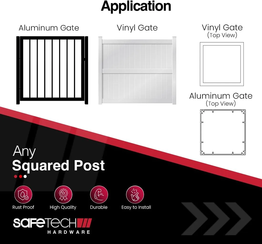 Safetech Hardware 22-inch Push Lock Magnetic Top Pull Pool Gate Latch - Key Lockable | Pool Gate Safety Latch | Vertical Self-Locking Latch | Vinyl & Aluminum/Metal Gates, Any Square Post | SL-50TRI