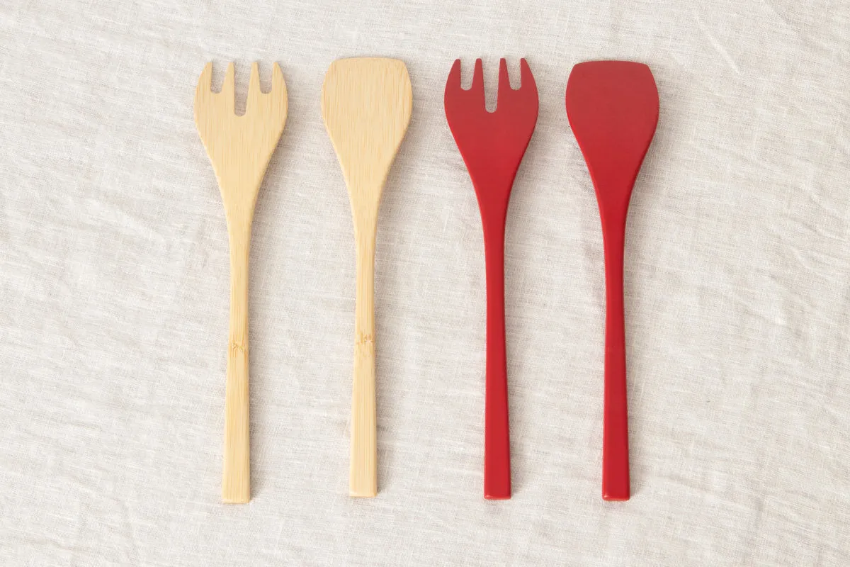 Salad Server "Mountain" [ Natural, Red ] / Mōsō bamboo / Ōita-JPN 211102