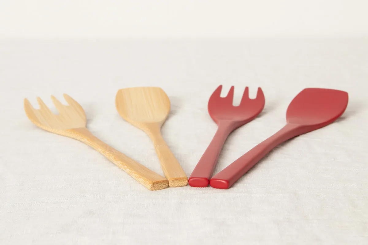 Salad Server "Mountain" [ Natural, Red ] / Mōsō bamboo / Ōita-JPN 211102