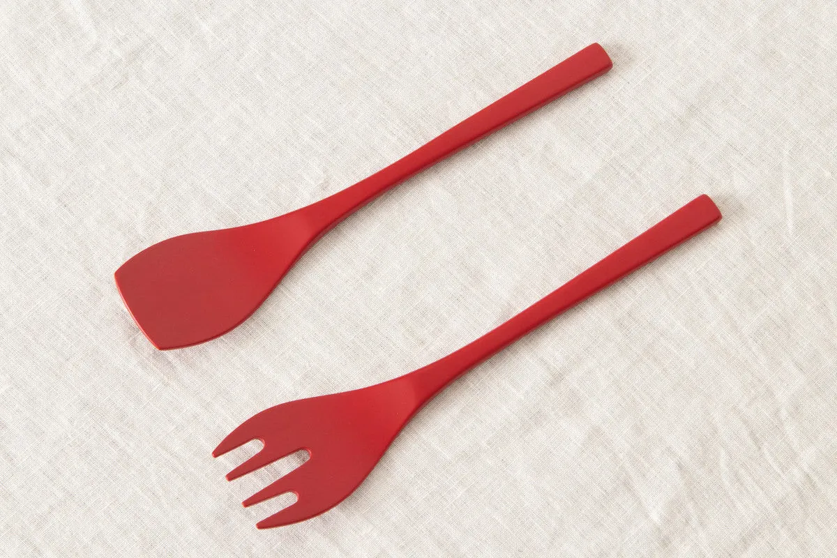 Salad Server "Mountain" [ Natural, Red ] / Mōsō bamboo / Ōita-JPN 211102