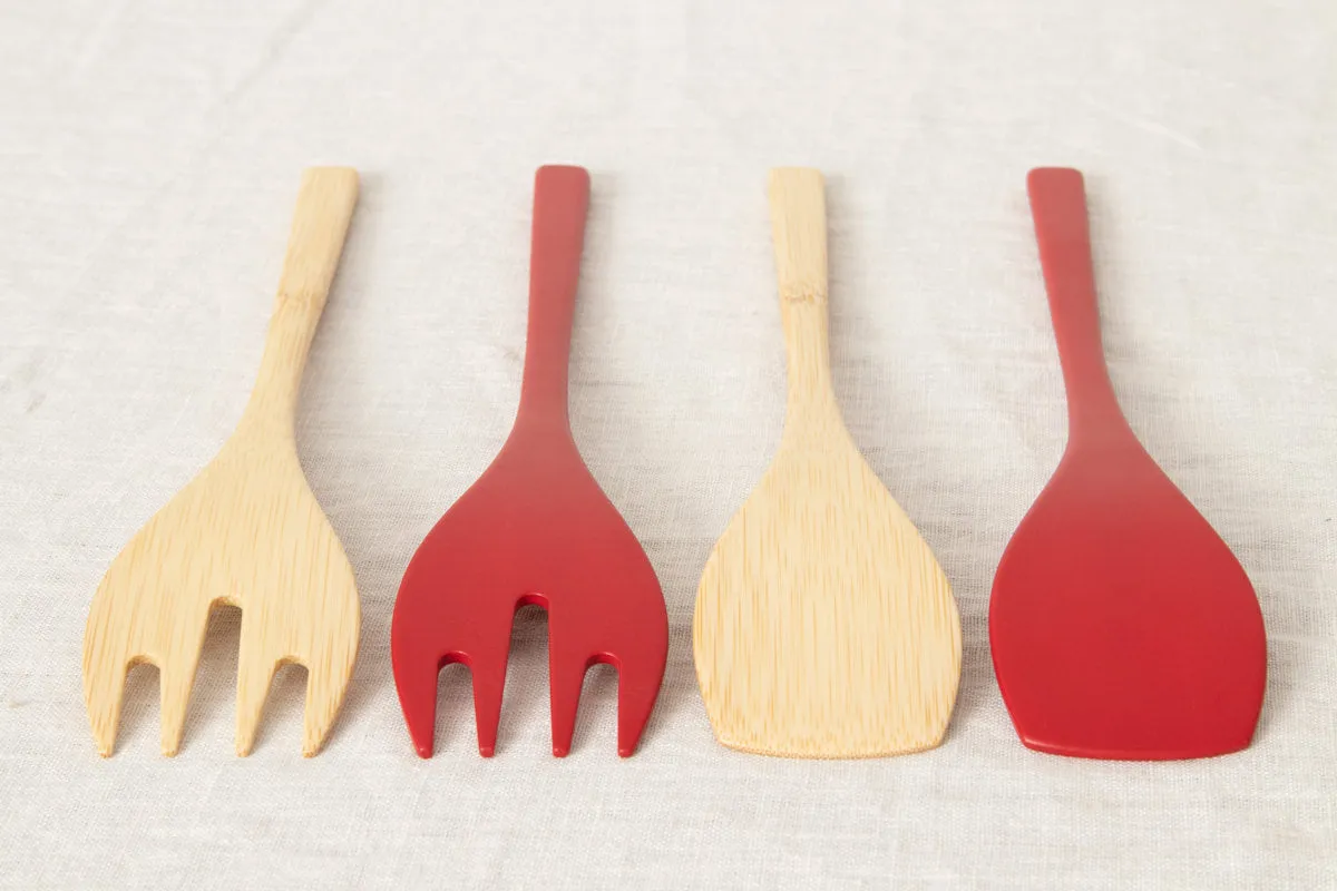 Salad Server "Mountain" [ Natural, Red ] / Mōsō bamboo / Ōita-JPN 211102