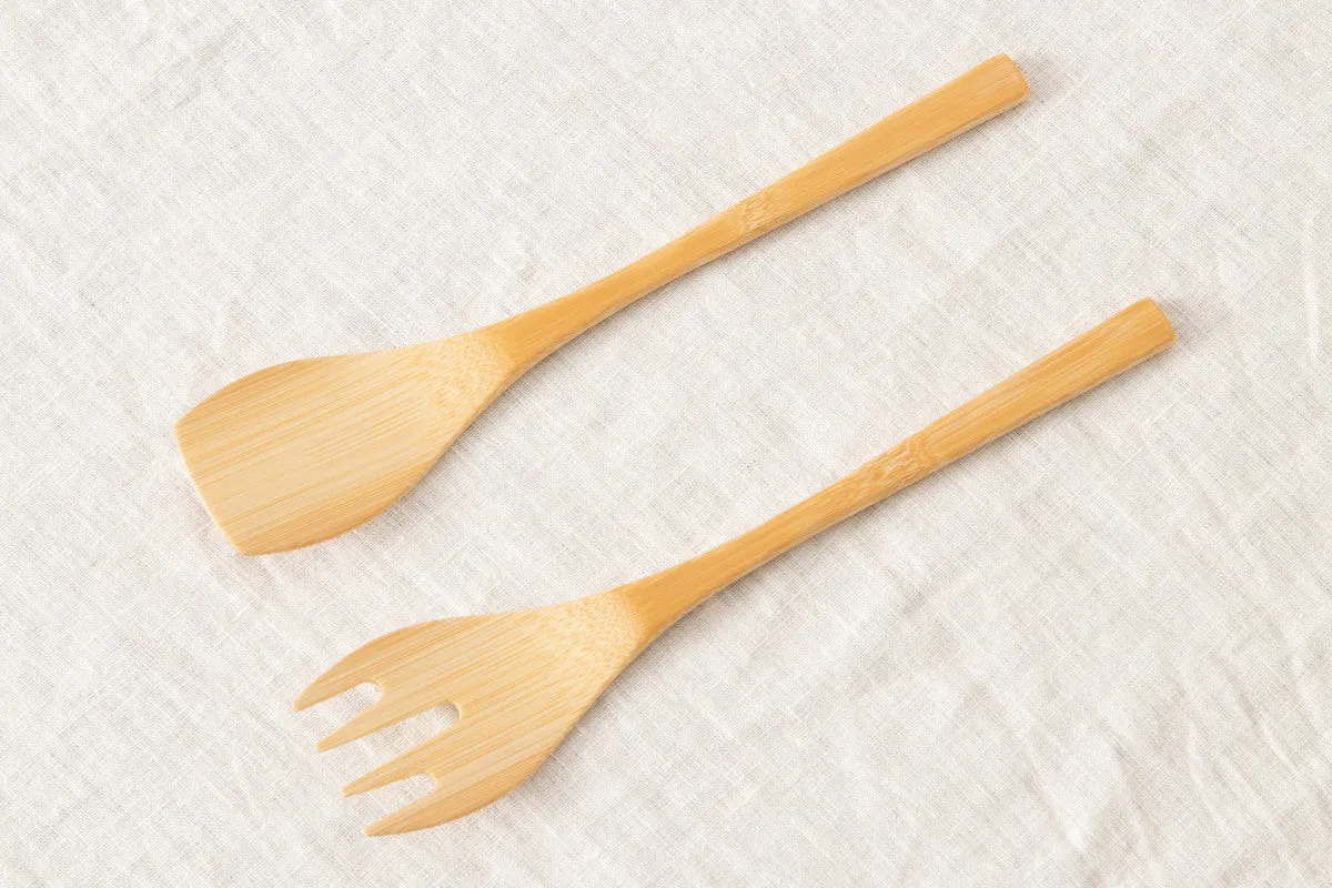 Salad Server "Mountain" [ Natural, Red ] / Mōsō bamboo / Ōita-JPN 211102