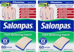 Salonpas Pain Relieving Patch, Extra Strength Topical Analgesic, 60 Ct (Pack of 2)