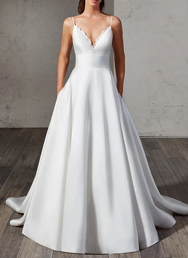 Satin Wedding Dress With Lace