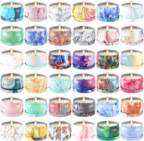 Scented Candles Gift Set 2.5 oz×36 Pack, Soy Wax Aromatherapy Candles for Home, Travel Tin Candles for Yoga Sleep Relax Body