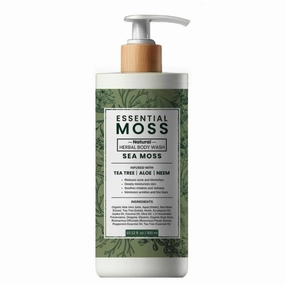 Sea Moss Body Wash with Tea Tree, Neem, Rosemary & Aloe – Fights Jock Itch, Ringworm, Athlete's Foot, Eczema, Body Odor – Antifungal & Antibacterial Soap for Men & Women
