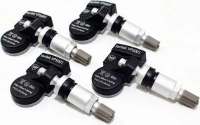 Set of 4 MXSA001 TPMS 433mhz Tire Pressure Sensors for Aston Martin DB9 Rapide S V8 V12 Vantage Vanquish Replaces CD23360671CA 7PP907275F w/Silver Aluminum Valve Stems Aftermarket Replacement
