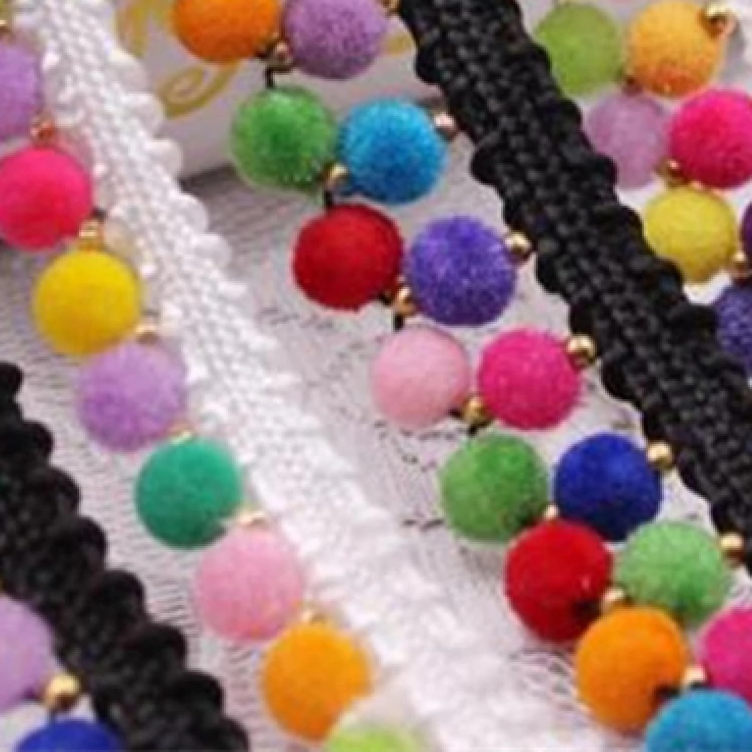 Sewing Fringe，Fringe Trim，Tassel Lace Ribbon Pompom Lace Trim Ball Silk Tassel Fringe Trim Fabric Pom Pom Sewing Garment Shoes(2 Row White SG098)