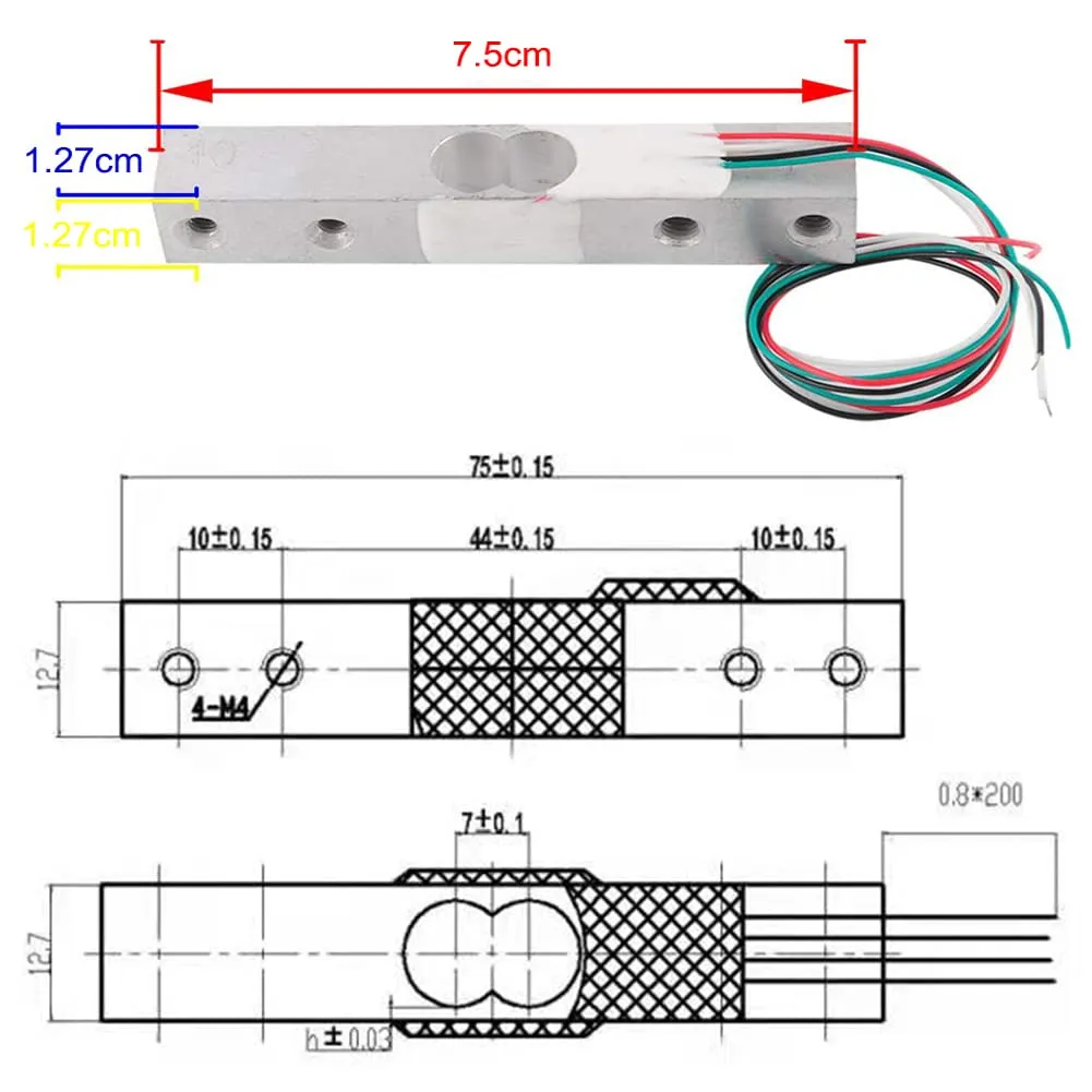 ShangHJ 4 Sets Digital Load Cell Weight Sensor   HX711 ADC Module Weighing Sensor for Arduino DIY Portable Electronic Kitchen Scale Kit (10kg)