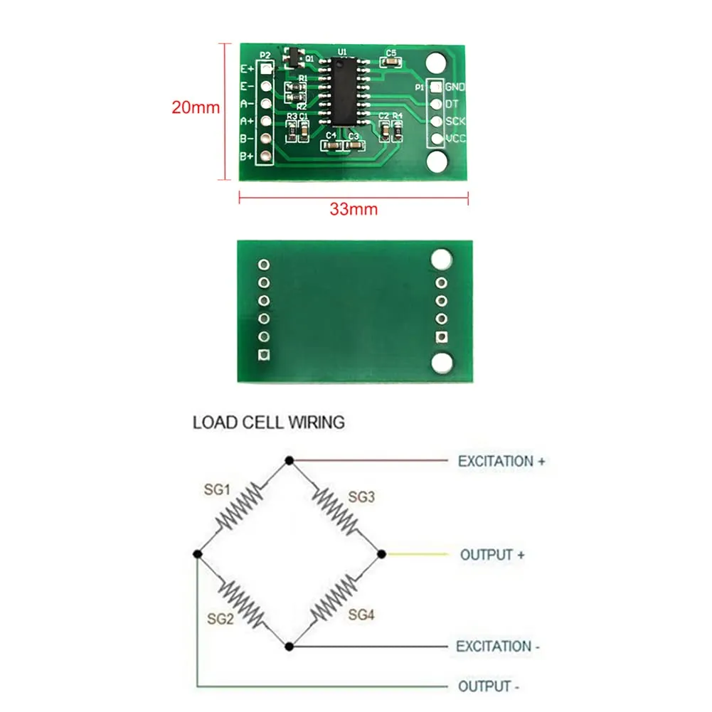 ShangHJ 4 Sets Digital Load Cell Weight Sensor   HX711 ADC Module Weighing Sensor for Arduino DIY Portable Electronic Kitchen Scale Kit (10kg)