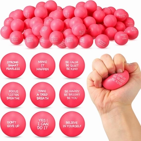 Shappy 72 Pcs Inspirational Stress Relief Balls Motivational Stress Ball Encouraging PU Bulk Stress Balls for Adults Small Therapy Fidget Relief Toys for Valentines Gifts Fidget Anxiety(Pink)