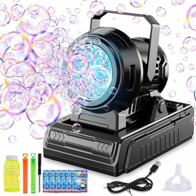 SHCKE Automatic Bubble Machine 10 Holes Bubble Blower,Plug in or Battery Operated Portable Bubble Maker,20000  Big Bubbles Per Minute Bubbles for Outdoor Wedding Birthday Easter Party