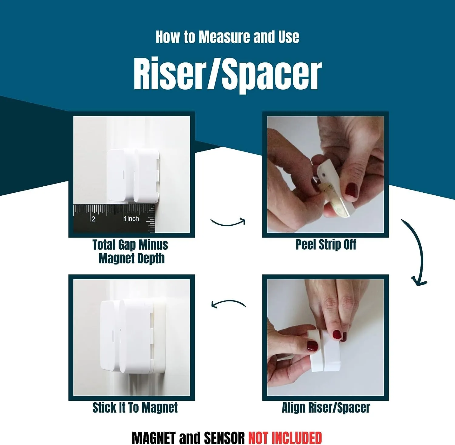 Simplisafe Entry Sensor Magnet Risers | Contact Sensor Spacers with 3M Adhesive | Easy Instal for All Simplisafe Security Systems (1/4 inch - 2 Pack)