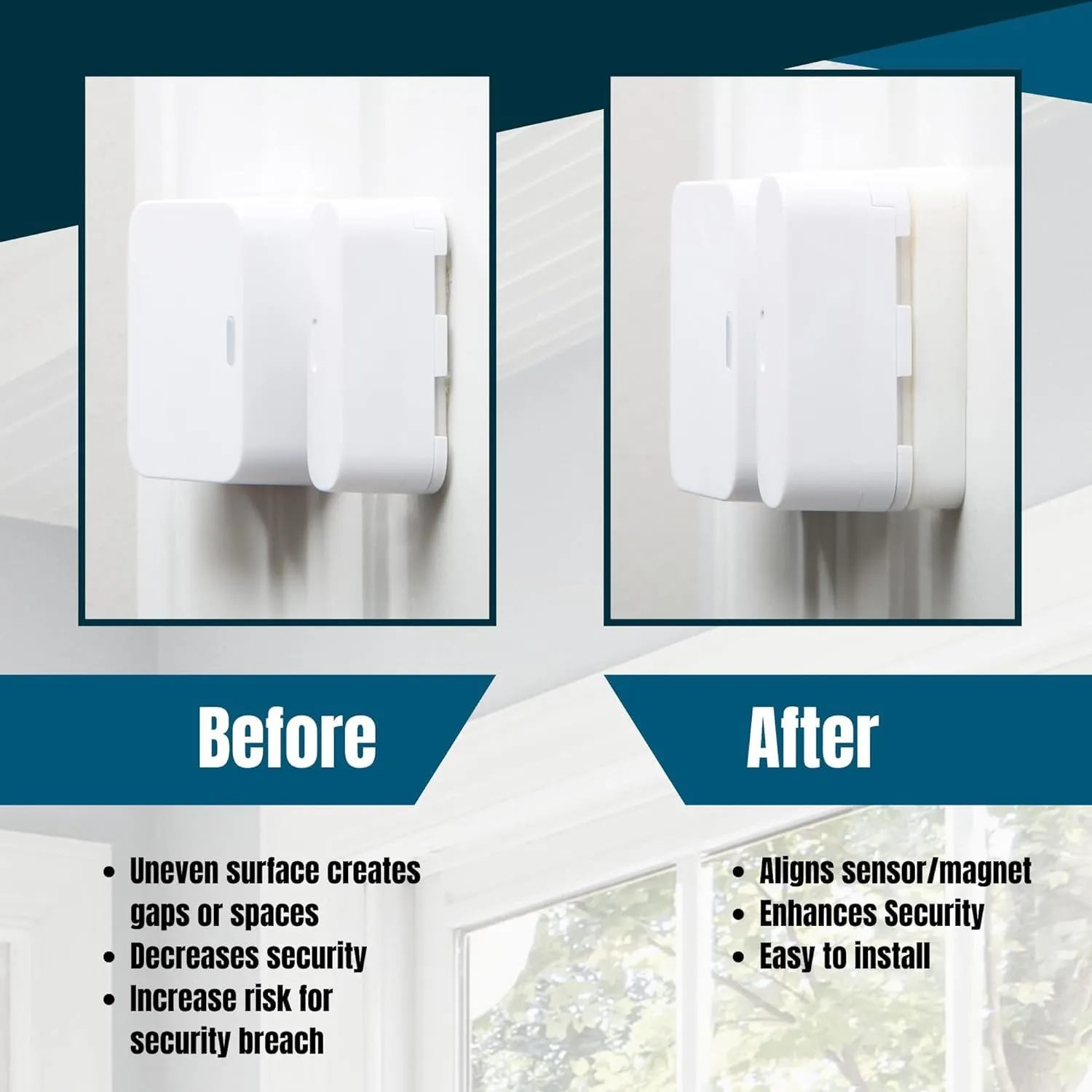 Simplisafe Entry Sensor Magnet Risers | Contact Sensor Spacers with 3M Adhesive | Easy Instal for All Simplisafe Security Systems (1/4 inch - 2 Pack)