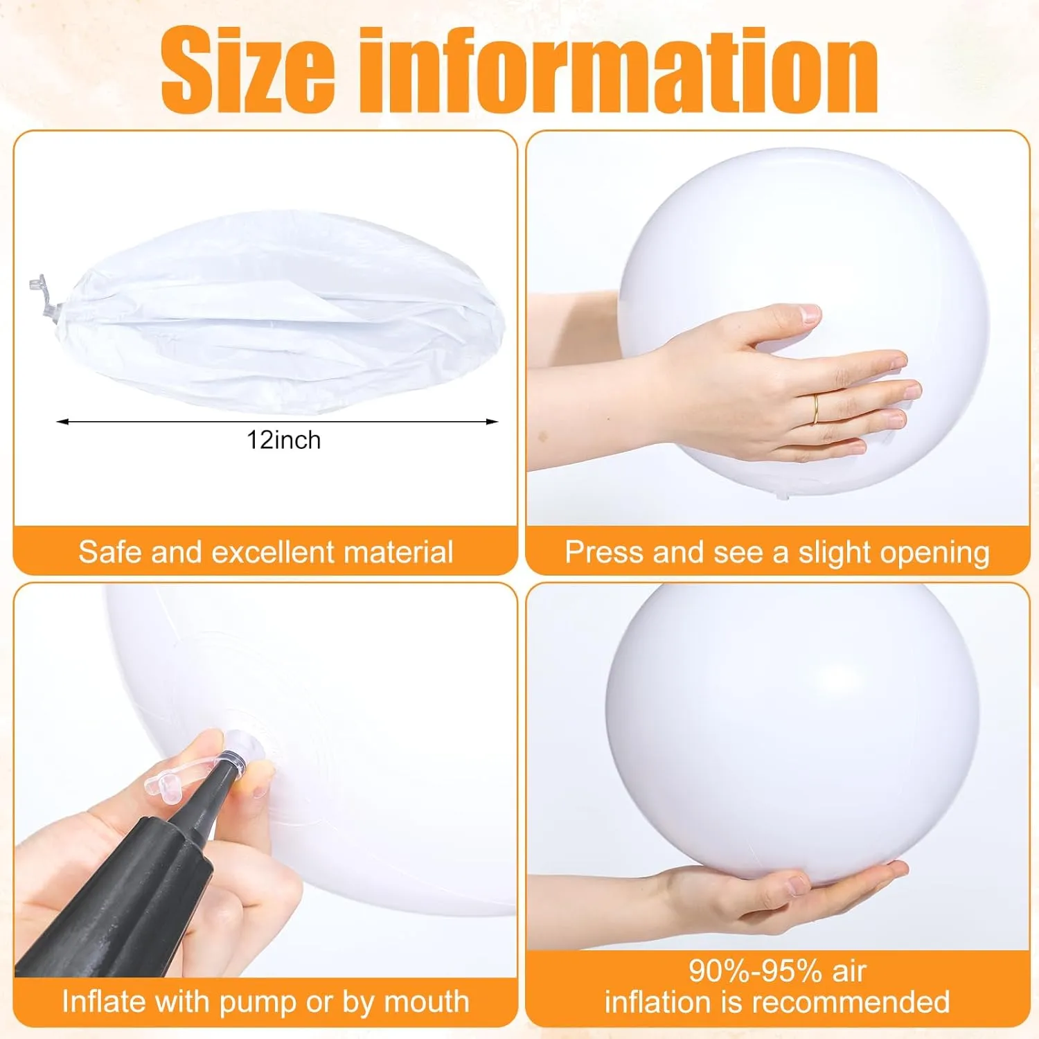 Sinmoe 12 Pieces Inflatable White Beach Ball Bulk Summer Solid Swimming Pool Floating Blow up Ball DIY Paint Craft for Boys Girls Hawaii Luau Birthday Beach Graduation Party(12 Inch,White)