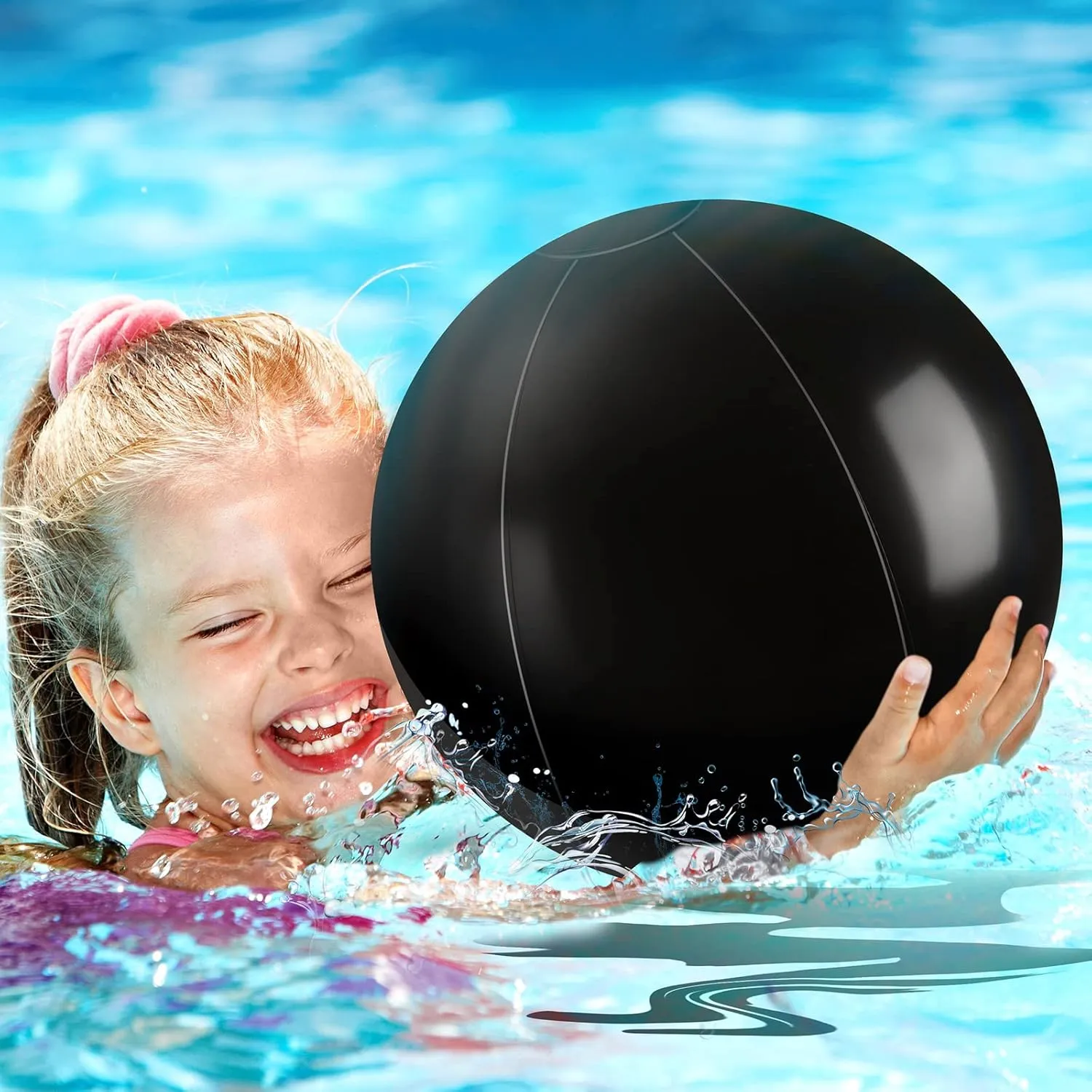 Sinmoe 12 Pieces Inflatable White Beach Ball Bulk Summer Solid Swimming Pool Floating Blow up Ball DIY Paint Craft for Boys Girls Hawaii Luau Birthday Beach Graduation Party(16 Inch, 24 Inch,Black)