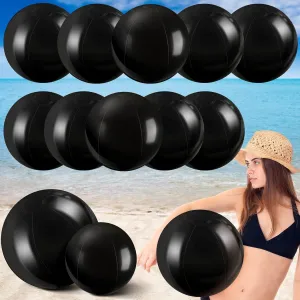 Sinmoe 12 Pieces Inflatable White Beach Ball Bulk Summer Solid Swimming Pool Floating Blow up Ball DIY Paint Craft for Boys Girls Hawaii Luau Birthday Beach Graduation Party(16 Inch, 24 Inch,Black)