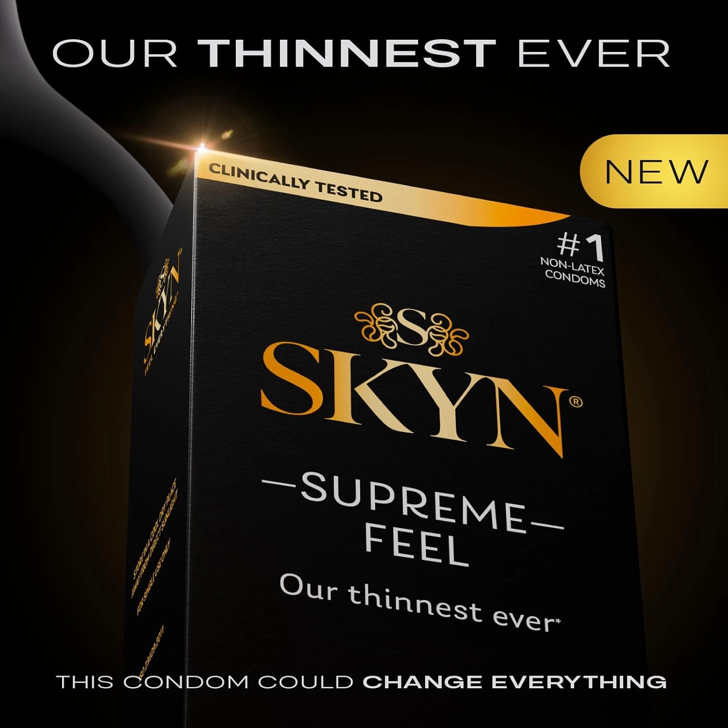 SKYN Supreme Feel Non-Latex Condoms, 30 Count, Ultra-Thin & Pre-Lubricated for a Natural, Smooth Fit