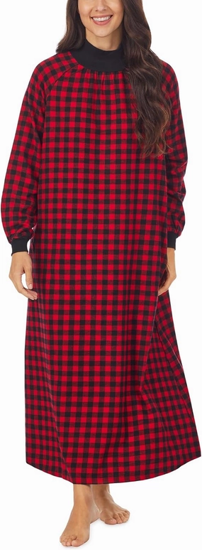 Sleepwear for Women Classic Long Sleeve Pop Over Neck Soft Flannel Pajama Nightgown