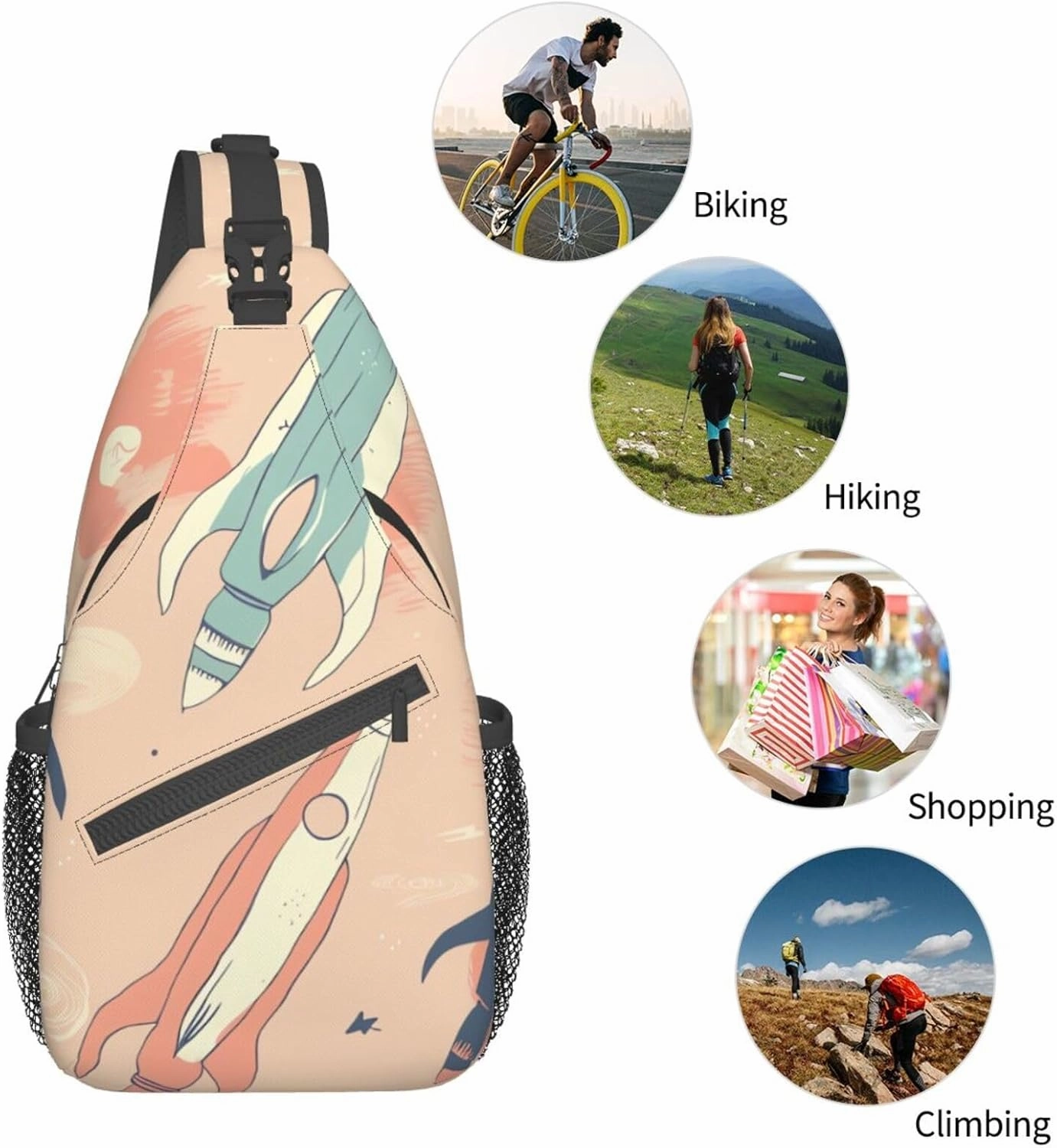 Slim Sling Bag for Women Colored Light Bulbs Cross Chest Bag Diagonally Casual Fashion Travel Hiking Daypack