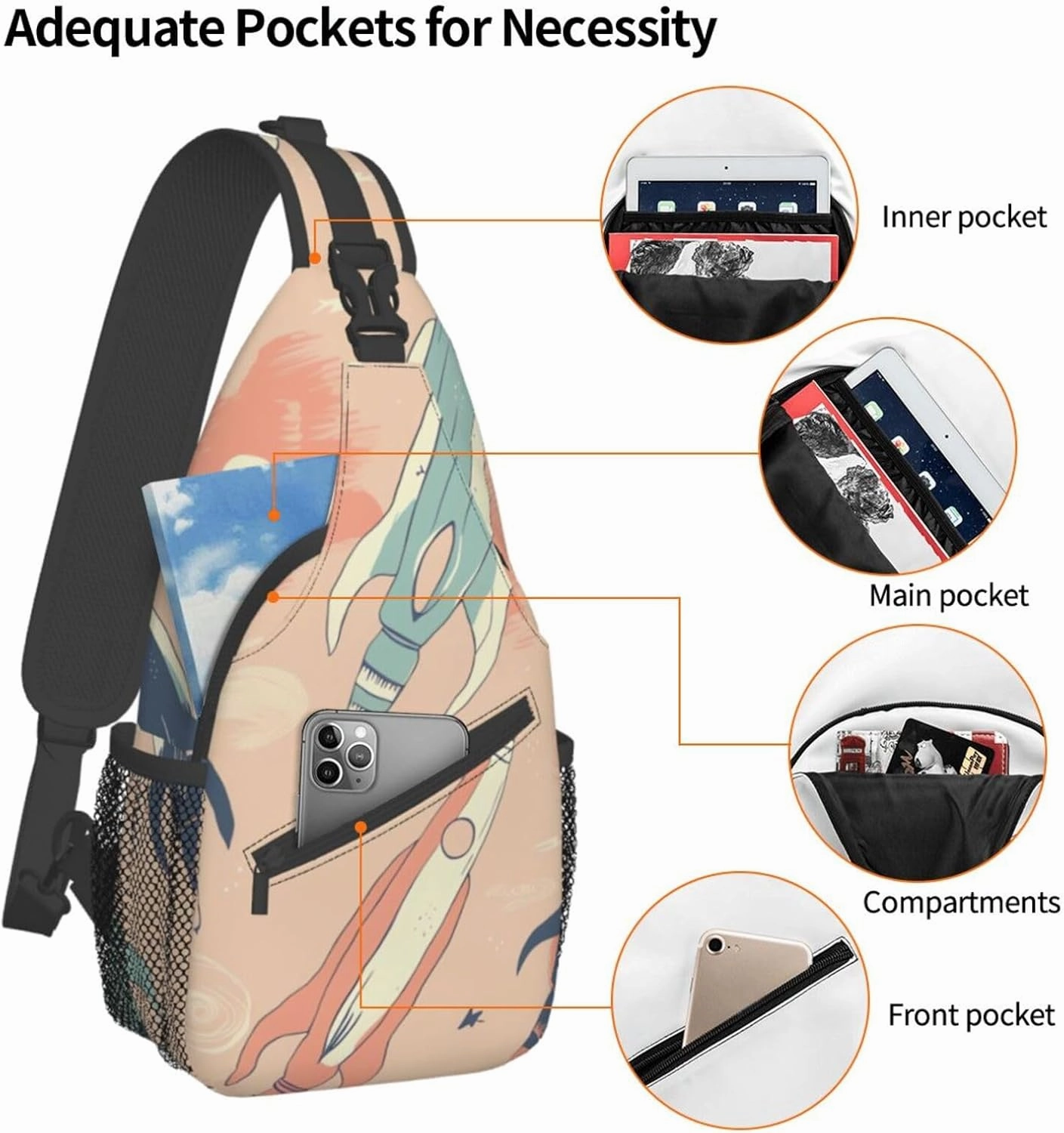 Slim Sling Bag for Women Colored Light Bulbs Cross Chest Bag Diagonally Casual Fashion Travel Hiking Daypack