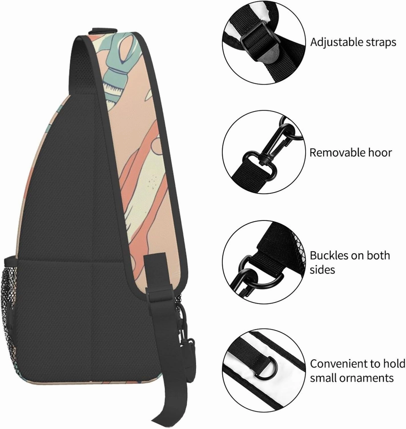 Slim Sling Bag for Women Colored Light Bulbs Cross Chest Bag Diagonally Casual Fashion Travel Hiking Daypack