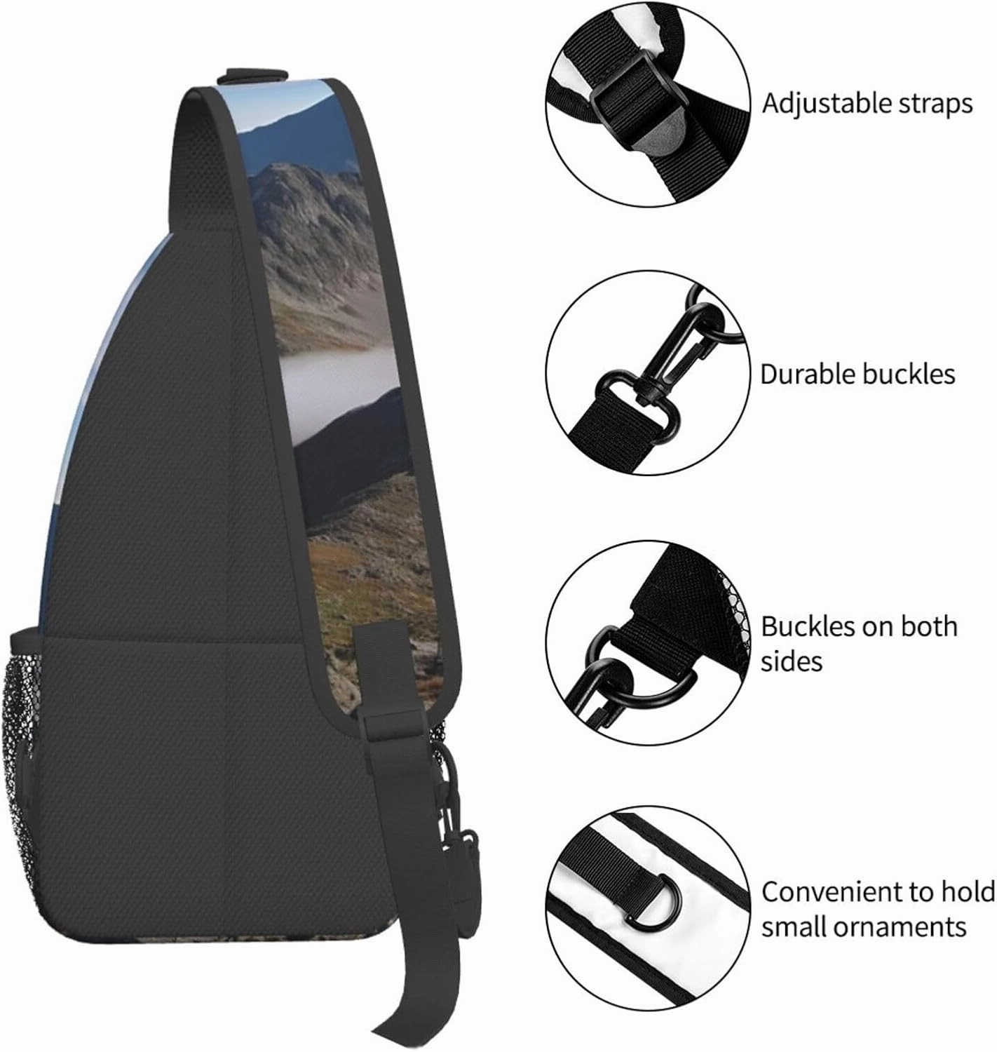 Sling Bag for Women Men Summits and ridges Cross Chest Bag Diagonally Casual Fashion Travel Hiking Daypack