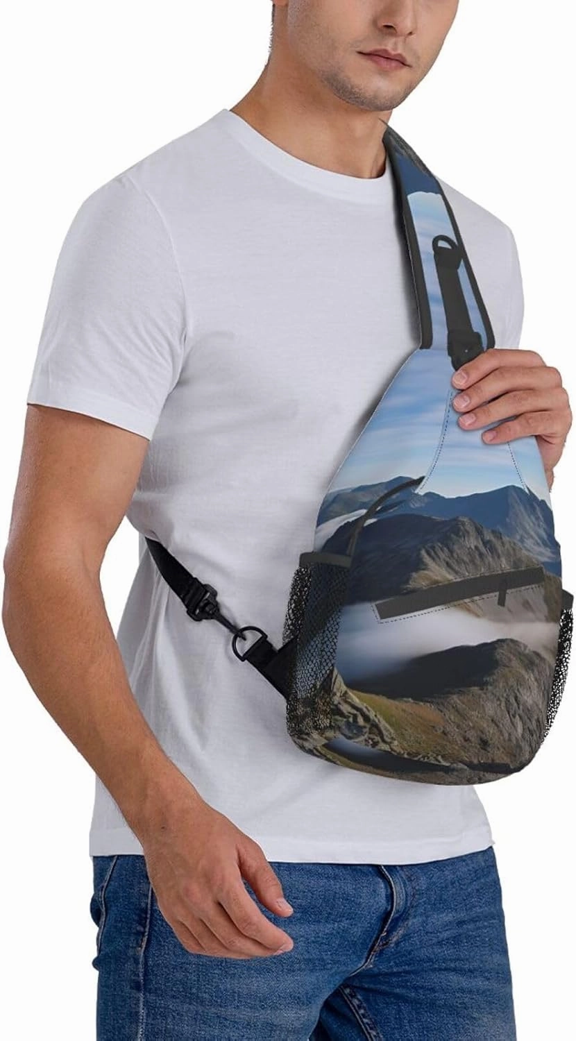 Sling Bag for Women Men Summits and ridges Cross Chest Bag Diagonally Casual Fashion Travel Hiking Daypack