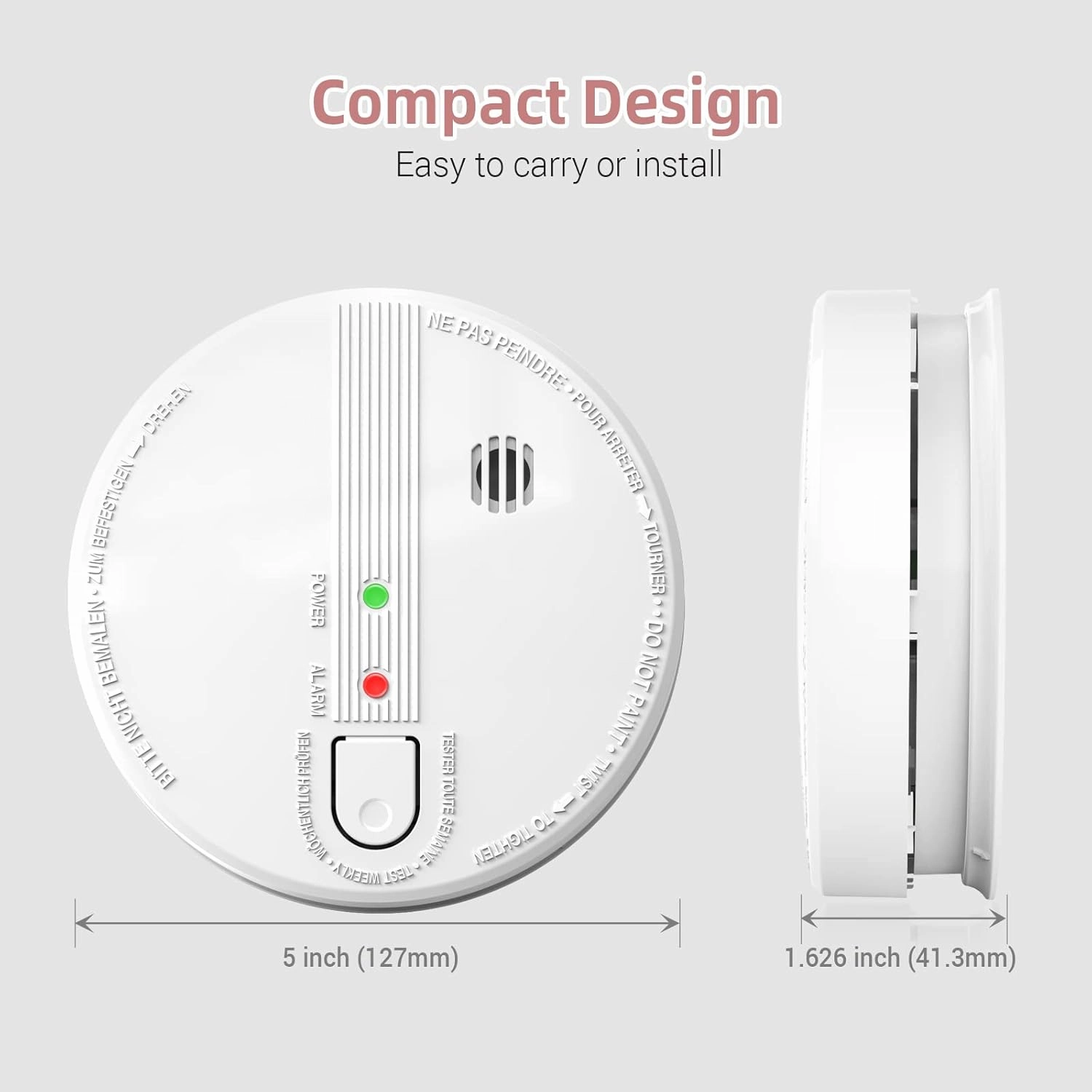 Smoke Detector, Hardwired Interconnected Smoke Detectors, Smoke Alarm with Replaceable 9V Battery, Interconnects Up to 12 Fire Alarms Smoke Detectors, Fire Alarm with Test/Silence Button 4 Packs