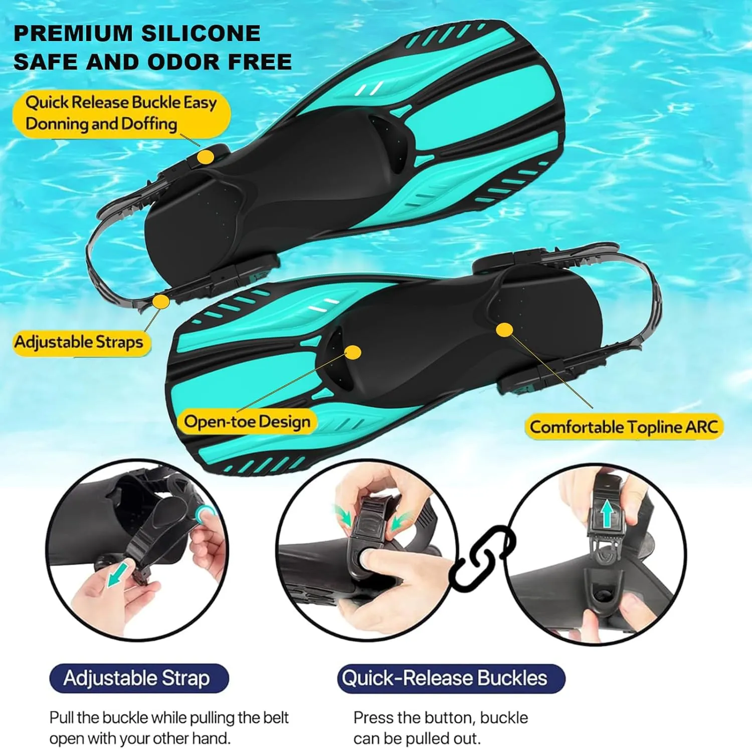 Snorkeling Gear for Adults,Mask Fins Snorkel Set,Panoramic View Diving Mask Anti-Fog,Dry Snorkel,Adjustable Swim Flippers and Travel Bag,Adults Snorkel Gear for Swimming Snorkeling Diving