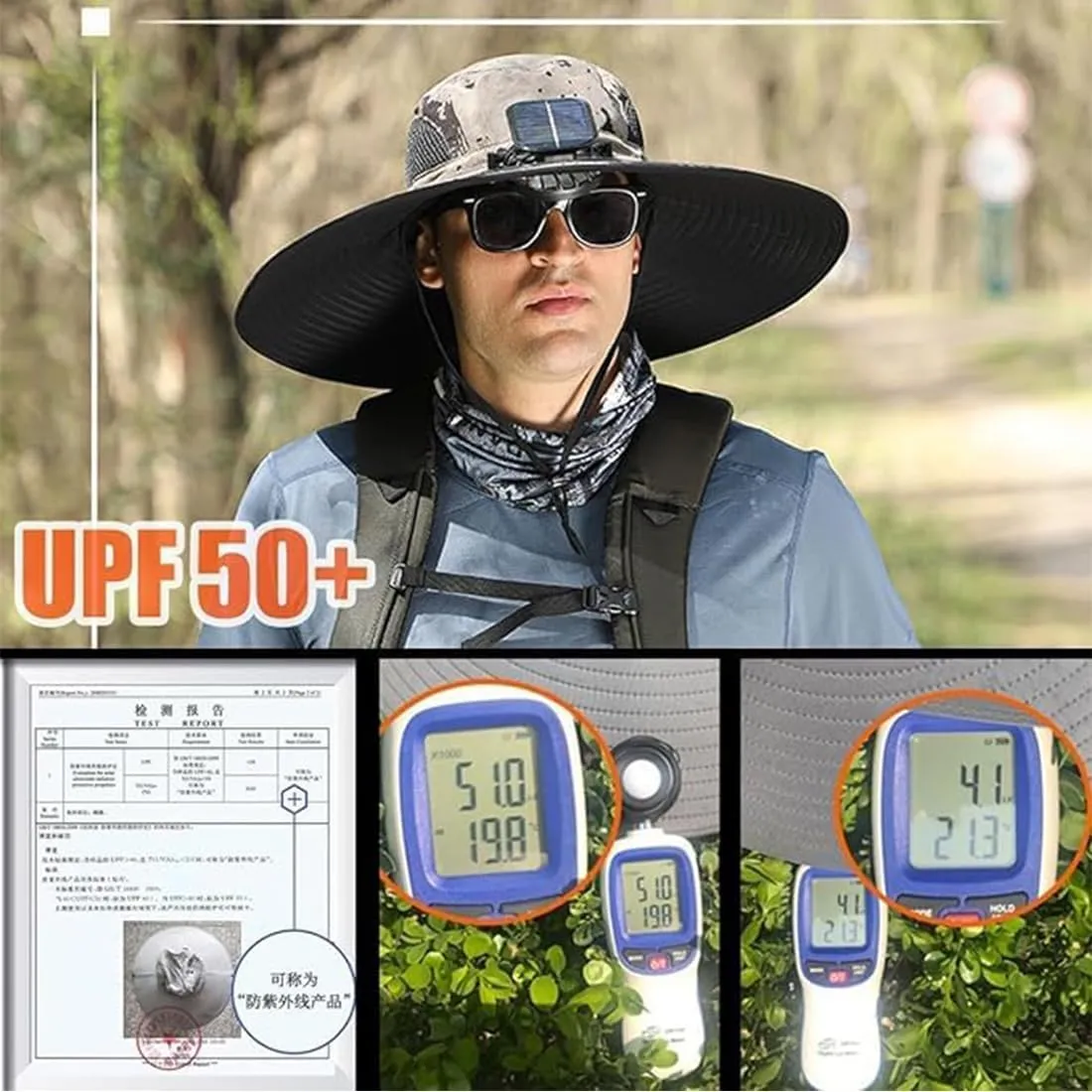 Solar Fan Sun Hat for Men & Women – Wide Brim Hat with Dual Solar Powered Fans, USB Charging