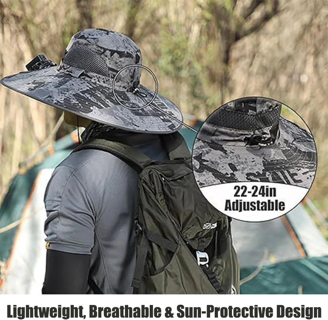 Solar Fan Sun Hat for Men & Women – Wide Brim Hat with Dual Solar Powered Fans, USB Charging