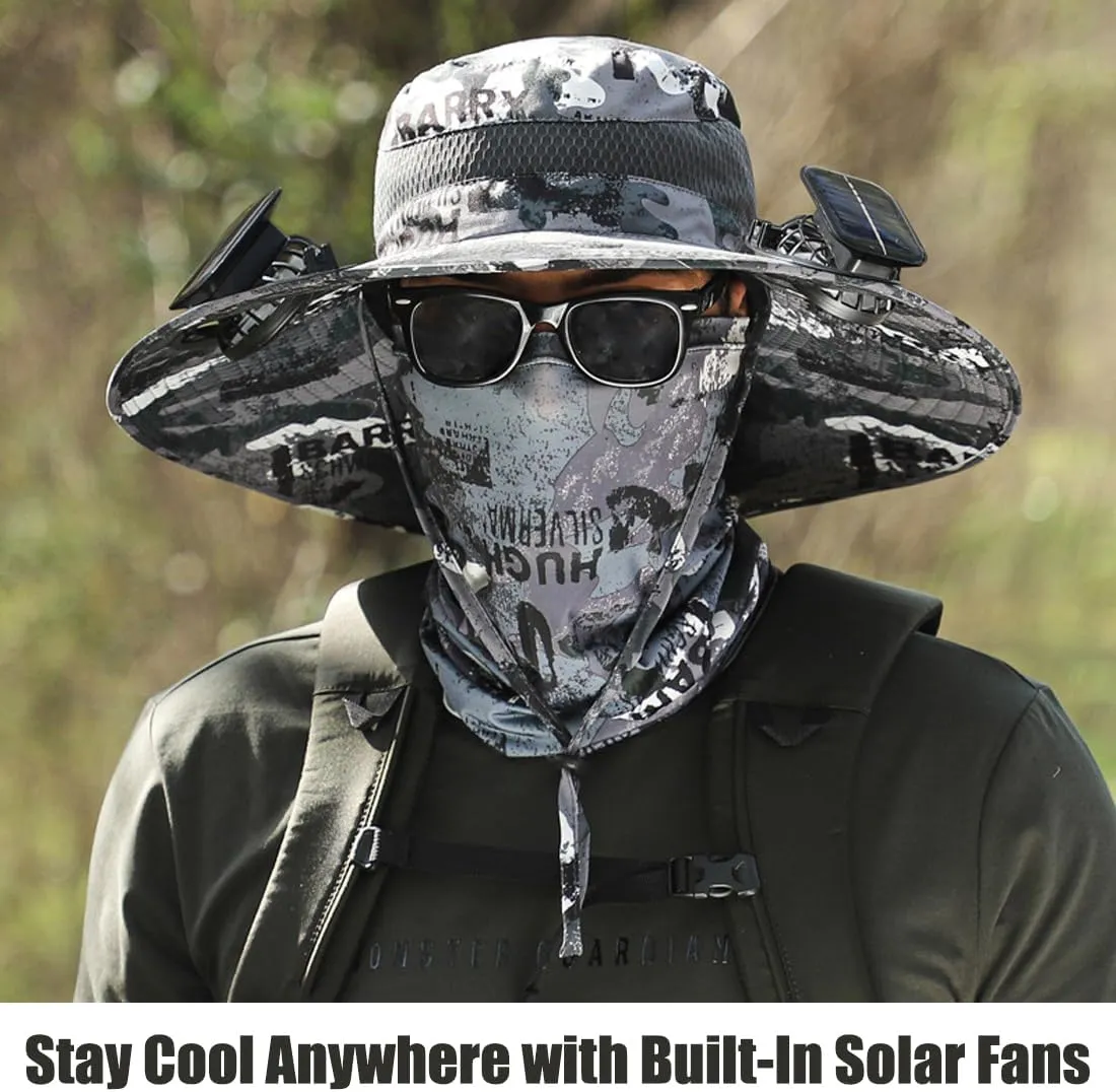 Solar Fan Sun Hat for Men & Women – Wide Brim Hat with Dual Solar Powered Fans, USB Charging