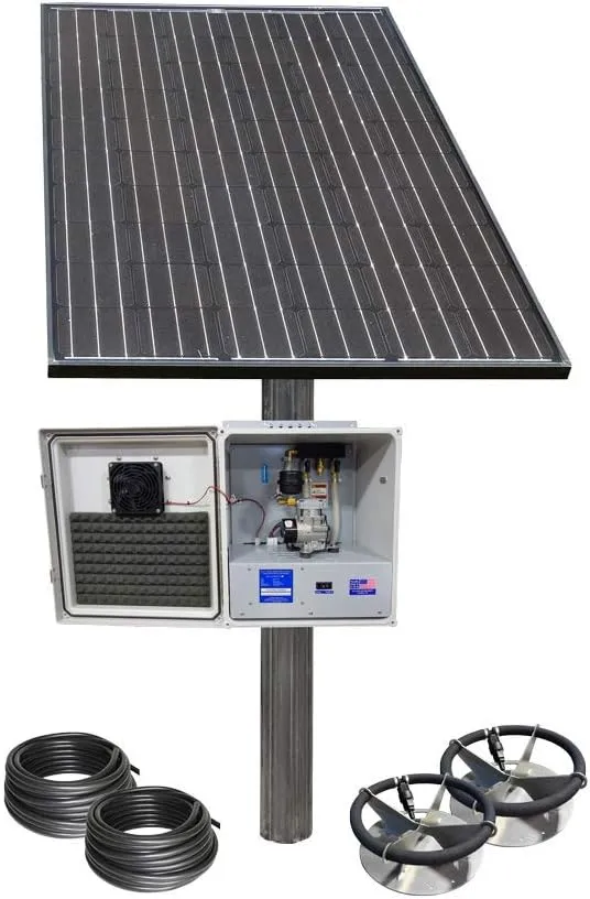 Solar Pond & Lake Aerator, 2 Diffusers for 2 Acres or less, Solar Air Pump, Large Outdoor Pond Aerator, Solar Direct, Battery-Free