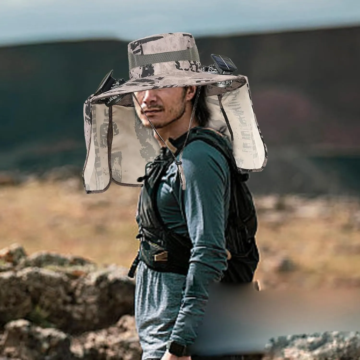 Solar Powered Fan Hat for Outdoor Fishing UPF 50  Sun Hat with USB and Solar Fans Lightweight & Breathable Men's Sun Hats