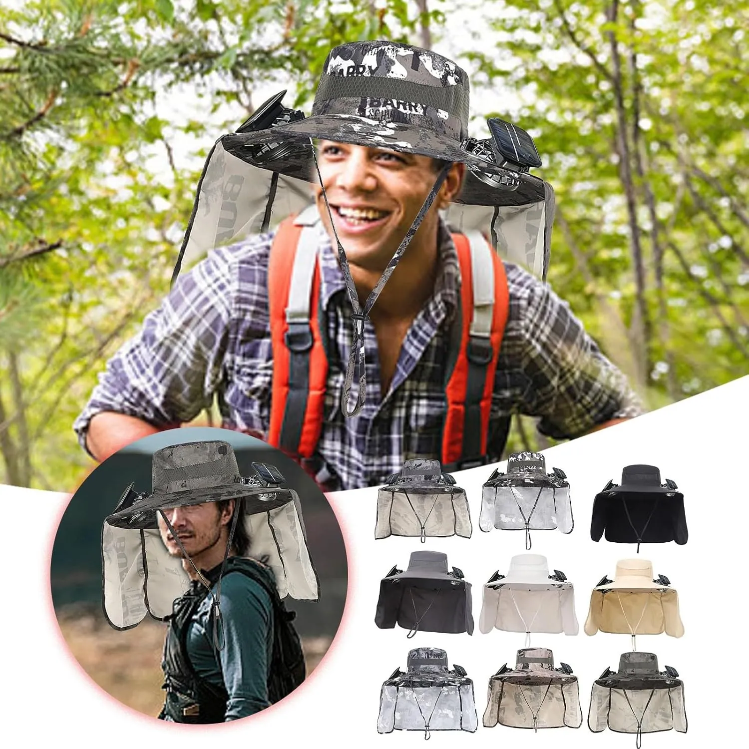 Solar Powered Fan Hat for Outdoor Fishing UPF 50  Sun Hat with USB and Solar Fans Lightweight & Breathable Men's Sun Hats