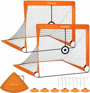 SONGMICS Kids Soccer Goals for Backyard, 4x3 ft Portable Soccer Nets Training Equipment, Toddler Soccer Goal with Carrying Bag, for Field