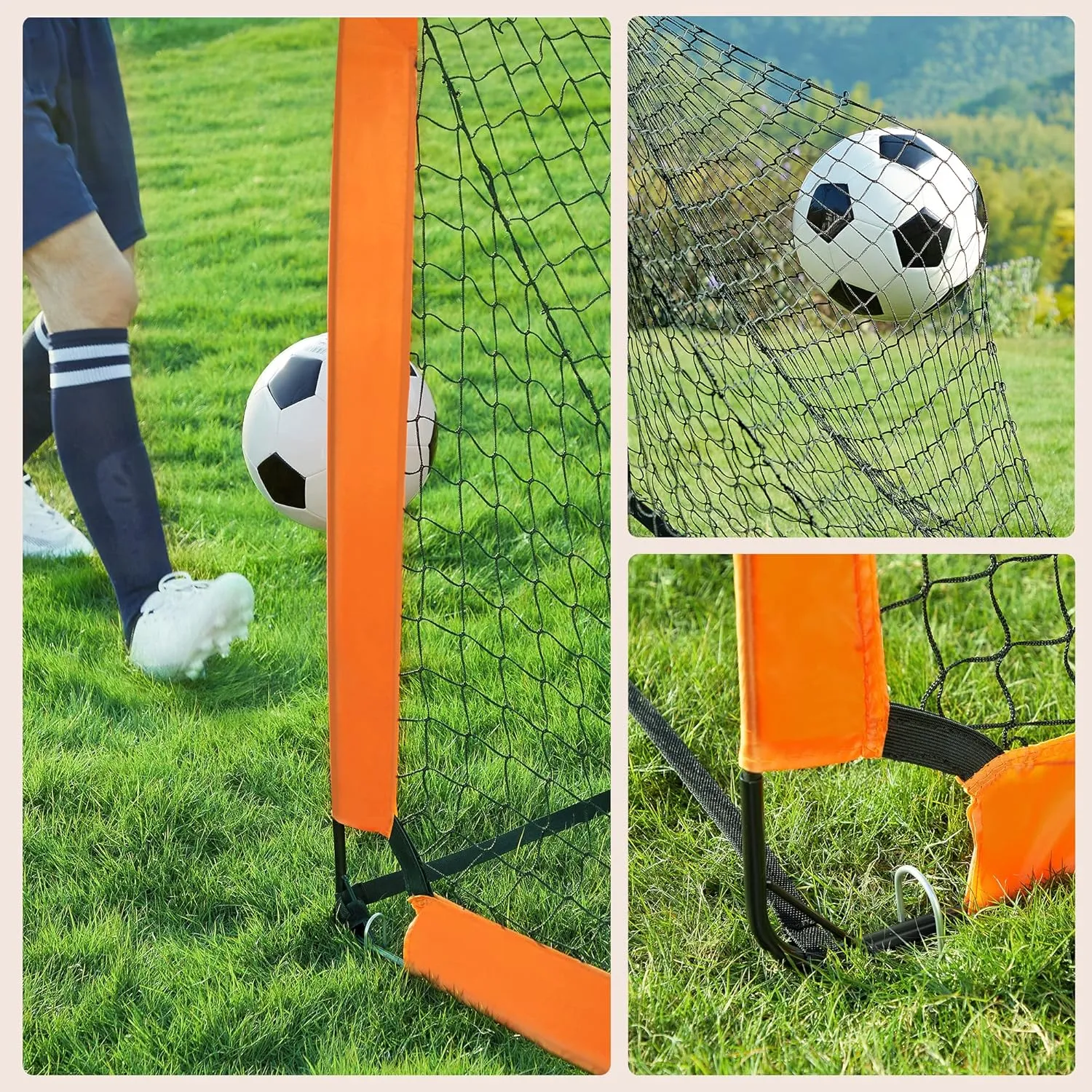 SONGMICS Kids Soccer Goals for Backyard, 4x3 ft Portable Soccer Nets Training Equipment, Toddler Soccer Goal with Carrying Bag, for Field