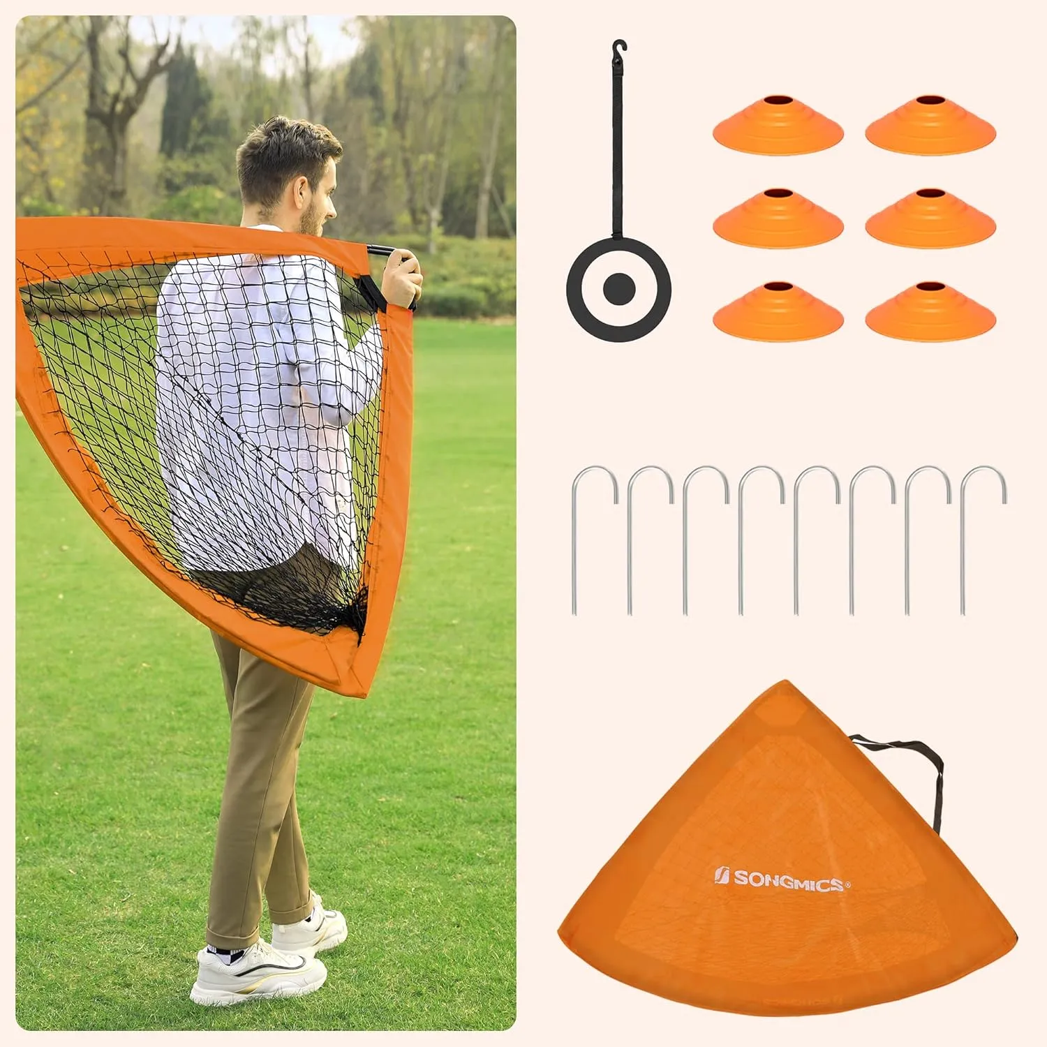 SONGMICS Kids Soccer Goals for Backyard, 4x3 ft Portable Soccer Nets Training Equipment, Toddler Soccer Goal with Carrying Bag, for Field