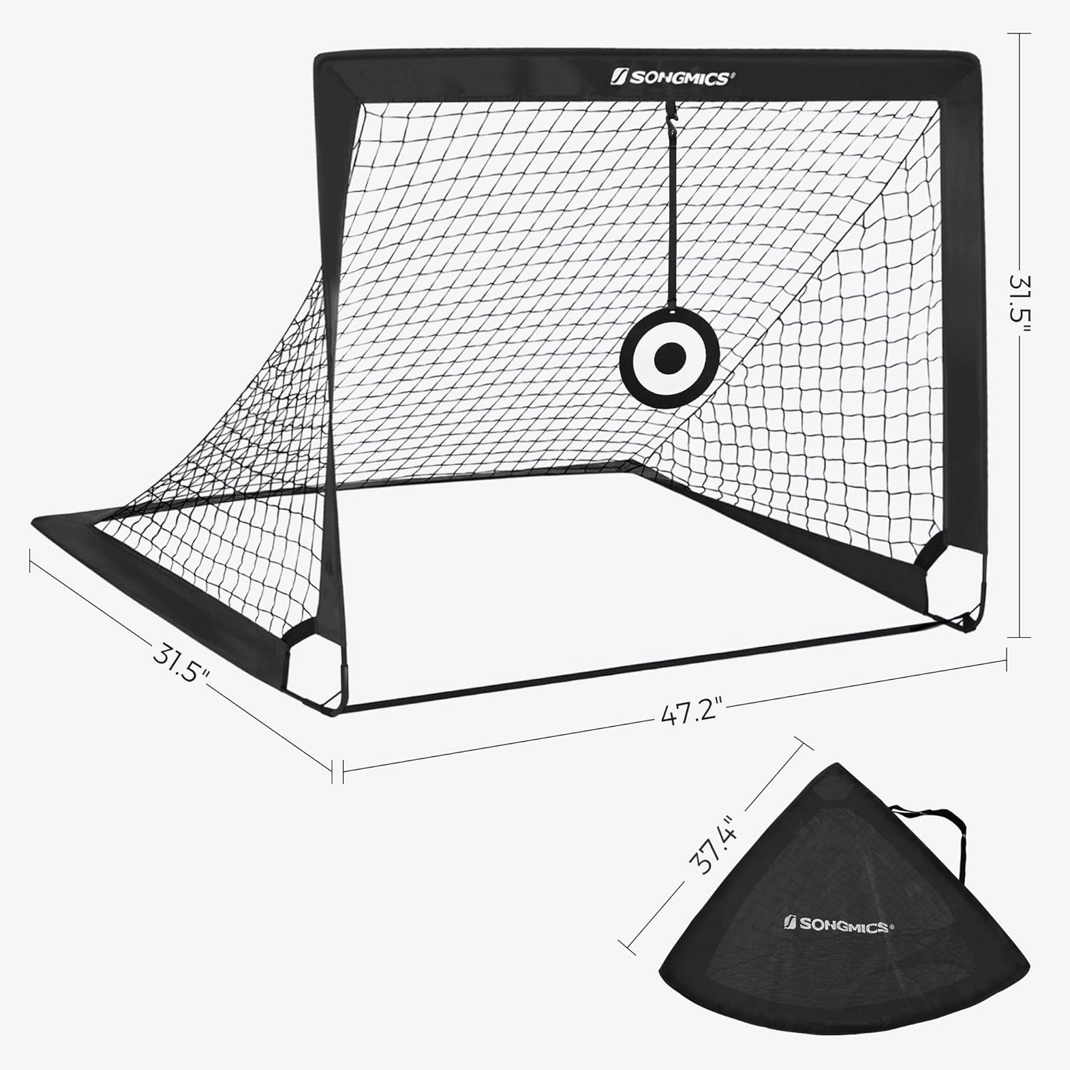 SONGMICS Kids Soccer Goals for Backyard, 4x3 ft Portable Soccer Nets Training Equipment, Toddler Soccer Goal with Carrying Bag, for Field
