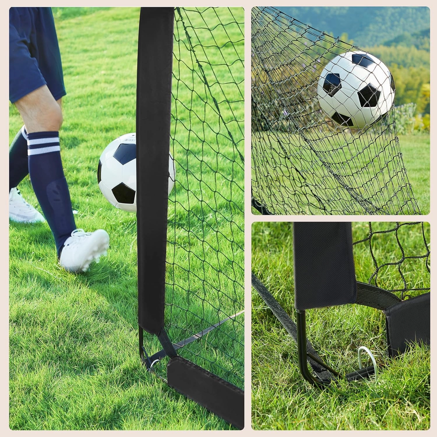 SONGMICS Kids Soccer Goals for Backyard, 4x3 ft Portable Soccer Nets Training Equipment, Toddler Soccer Goal with Carrying Bag, for Field