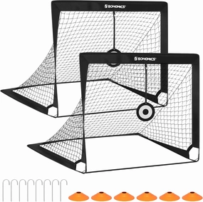 SONGMICS Kids Soccer Goals for Backyard, 4x3 ft Portable Soccer Nets Training Equipment, Toddler Soccer Goal with Carrying Bag, for Field