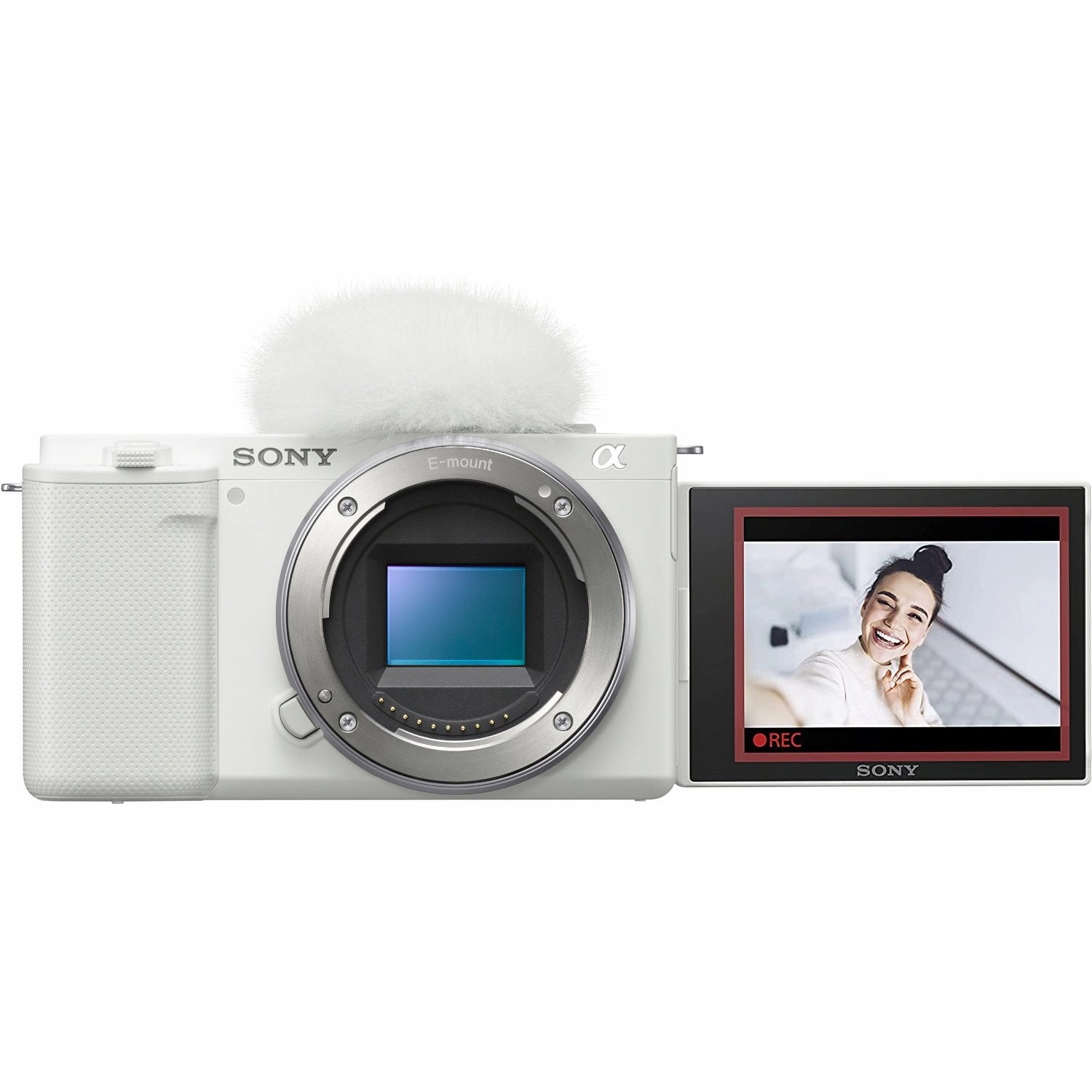Sony  ZV-E10 Mirrorless APS-C Camera Body White   ACCVC2 Vlogger Tripod & Mic Kit
